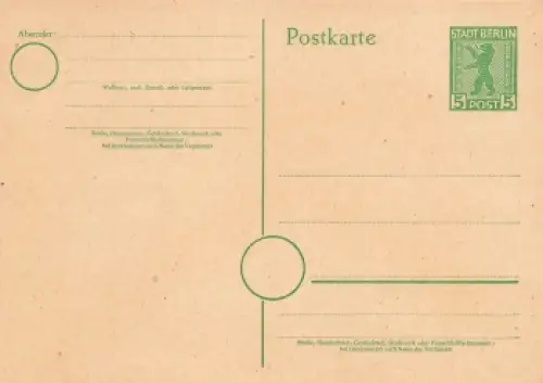 Alliierte Besetzung Berlin Ganzsache 5 Pfennig 1945 *