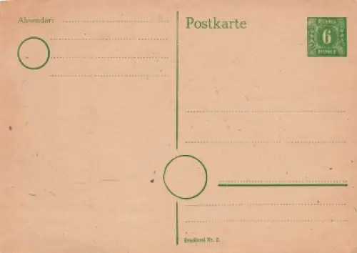Alliierte Besetzung Mecklenburg  Ganzsache P6 6 Pfennig grün * 1945
