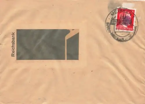 Sächsische Schwärzung AP 786 OPD Dresden Hitlerkopf 8 Pfennig auf Brief o Meissen 1 14.6.1945