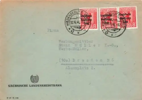 SBZ Berlin Michel 202A auf Ortsbrief o Niedersedlitz 30.11.1948