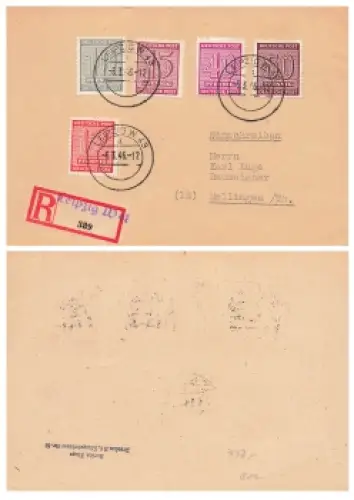 SBZ West Sachsen Michel 131x 132x 133x 136x 137x auf R-Brief o Leipzig W43 6.3.1946