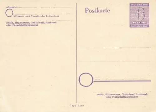 SBZ West Sachsen Ganzsache Ziffern 6 Pfennig 1945 *