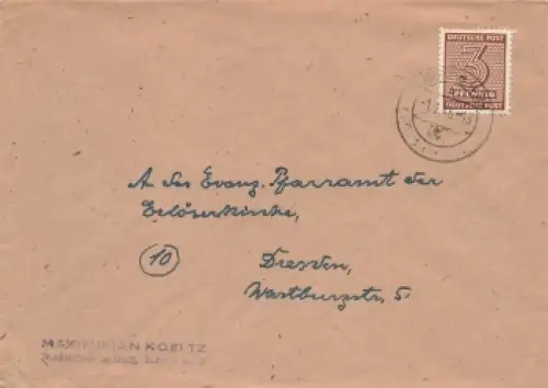 SBZ West Sachsen Michel 126Y  Einzelfrankatur auf Brief o Leipzig N22 1.2.1946