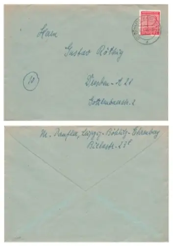 SBZ West Sachsen Michel 119X  Einzelfrankatur auf Brief o Böhlitz-Ehrenberg 30.1.1946