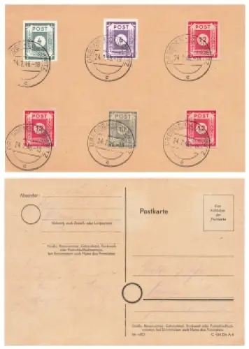 SBZ Ost Sachsen Ziffernserie Post auf Karte o Dresden Loschwitz 24.2.1946