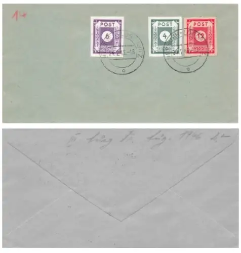 SBZ Ost Sachsen Ziffernserie Post auf Briefumschlag o Dresden Loschwitz 24.1.1946