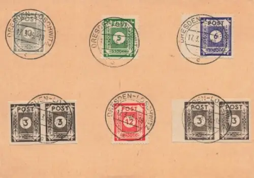 SBZ Ost Sachsen Ziffernserie Post auf Karte o Dresden Loschwitz 17.3.1946