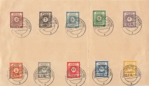 SBZ Ost Sachsen Ziffernserie Post auf Papier o Niedersedlitz 22.1.1946