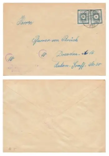 SBZ Ost Sachsen Ziffernserie Post Michel 53 mehrfach Frankatur auf Ortsbrief o Dresden A32 12.11.1945