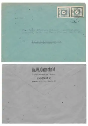 SBZ Ost Sachsen Ziffernserie Post Michel 53 senkrechtes Paar auf Brief o Radebeul 14.11.1945