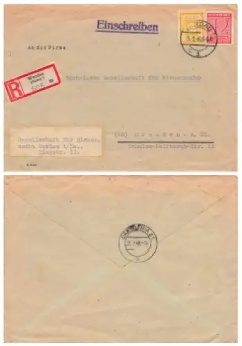 SBZ Ost Sachsen Ziffernserie Post Michel 55 auf R-Brief o Werdau 19.2.1946