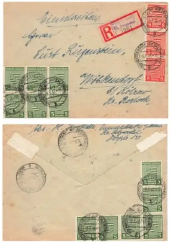 SBZ Provinz Sachsen Michel 75X 77X auf R-Brief o Beetzendorf Kreis Salzwedel 9.5.1946 nach Wöpkendorf