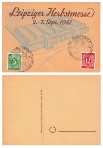Kontrollratsausgabe Michel 915 920 mit Sonderstempel Leipziger Herbstmesse 1947 o 4.9.1947