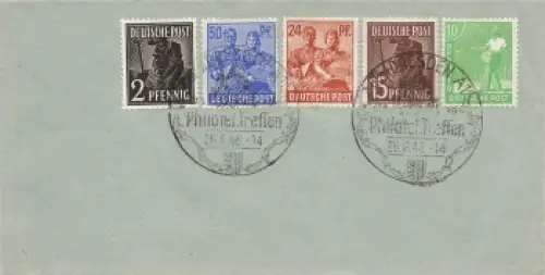 Kontrollratsausgabe auf Umschlag Sonderstempel Philatelisten Treffen Dresden A1 26.6.1948