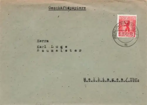 Alliierte Besetzung Berlin Michel 3A Einzelfrankatur o Berlin Friedenau 12.9.1945 nach Mellingen