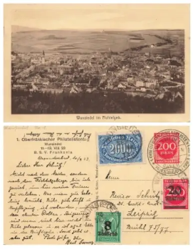 Wunsiedel Oberfränkischer Philatelistentag BSV Frankonia Privatganzsache PP 70 C1 Sonderstempel 13.8.1923