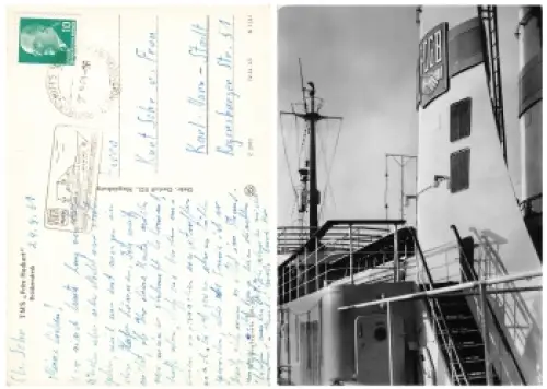 TMS Fritz Heckert Schiffspoststempel auf AK 25.9.1961