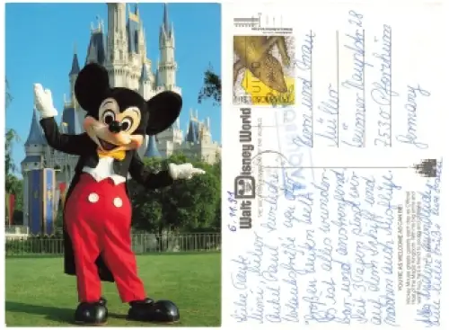 Paquebot Stempel auf AK Mickey Mouse 1991