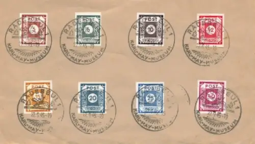 SBZ Ost Sachsen Michel 42A - 50A (ohne 44A) auf Papier o Radebeul 22.9.1945