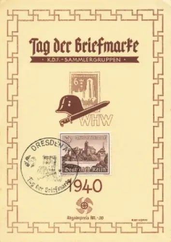 Tag der Briefmarke 1942 Deutsches Reich Sonderstempel Dresden A1