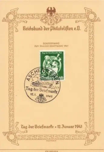Tag der Briefmarke 1941 Michel 762 FDC o Aschersleben 12.1.1941