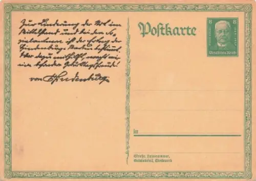 Hindenburg 8 Pfennig Ganzsache P207  *