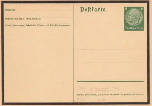 Hindenburg 6 Pfennig Ganzsache mit Trauerflor 1934 *