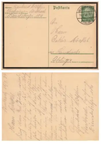 Hindenburg 6 Pfennig Ganzsache mit Trauerflor P234 o Oberhausen Sterkrade 15.9.1934