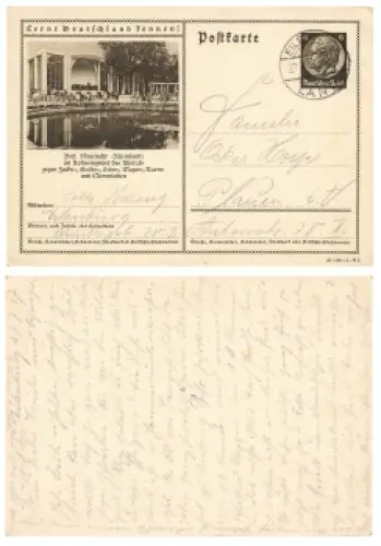 Lernt Deutschland kennen! Bad Neuenahr Ganzsache 6 Pfennig Hindenburg braun o Eilenburg Land 27.7.1937