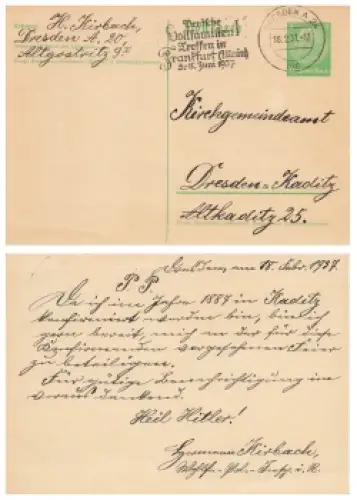 Hindenburg 5 Pfennig Ganzsache o Dresden A24 18.2.1937