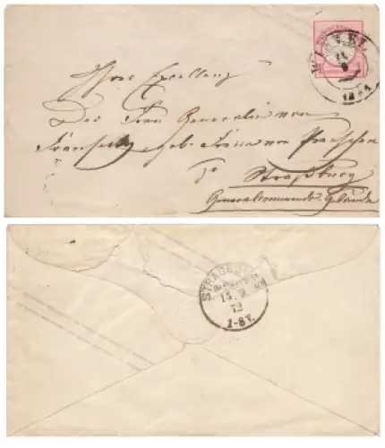 kleines Brustschild 1Groschen Ganzsachenumschlag o 14.9.1872