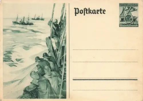 Winterhilfswerk WHW Ganzsache P266 Fischer auf hoher See *