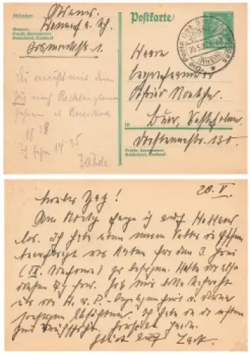 Friedrich Schiller 5 Pfennig Ganzsache o Honnef 20.5.1927