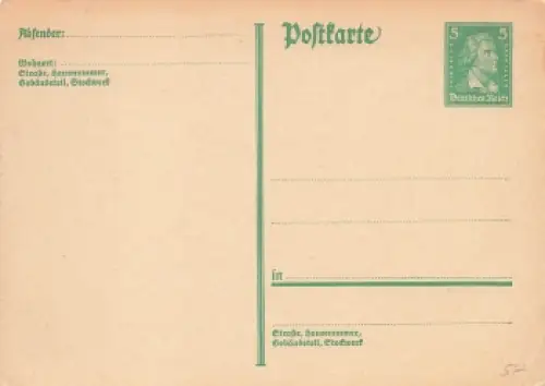 Friedrich Schiller 5 Pfennig Ganzsache Deutsches Reich 1927 *