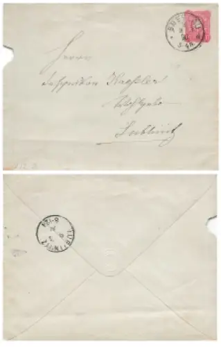 Krone Adler Ganzsachenumschlag U 12 A Reichspost 10 Pfennig o Breslau 9.3.1890