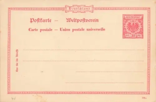 Krone Adler 10 Pfennig Reichspost Ganzsache Weltpostverein 1900 *