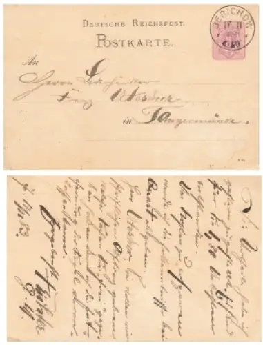 Krone Adler 5 Pfennig Reichspost Ganzsache P5 o Jerichow 17.11.1883 nach Tangermünde