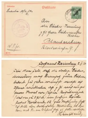 Wertziffern im Kreis 5 Pfennig Dienstmarke Michel 100 auf Postkarte o Heimburg 3.4.1924 nach Blankenburg