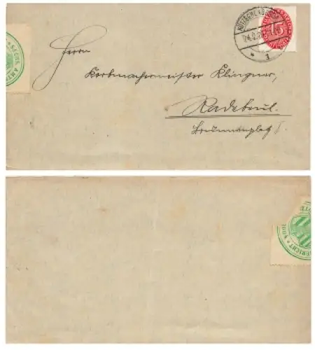Wertziffern im Oval 15 Pfennig Dienstmarke Michel 118 X auf Ortsbrief o Radebeul 24.2.1928