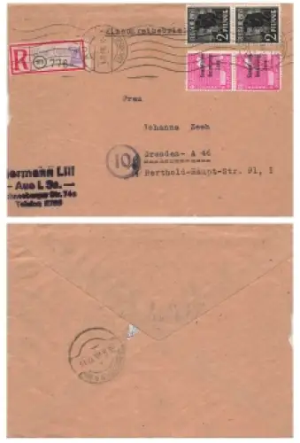 SBZ R-Brief o Aue 4.8.1948 nach Dresden