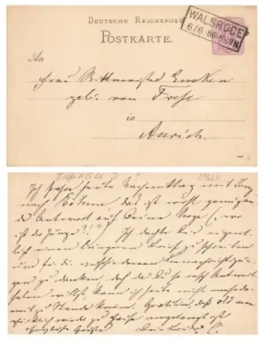 Walsrode Kastenstempel auf Ganzsache 5 Pfennig o 6.6.1886 nach Aurich