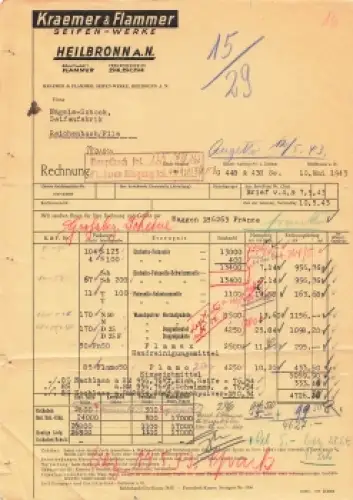 Heilbronn Seifenwerke Kraemer & Flammer Briefkopf 1943