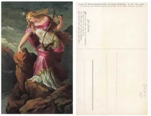 Lorelei mit Harfe Künstlerkarte * um 1910