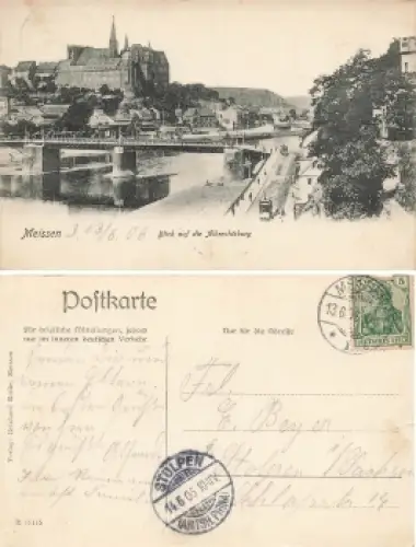 Meißen Bahnhofstrasse Blick zur Albrechtsburg o 13.6.1906