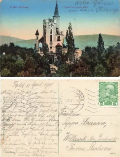 Teplitz-Schönau Böhmen Kaiser Franz Josefs Warte o 13.4.1911