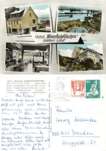 Koblenz Lützel Hotel Moselschlösschen o um 1970