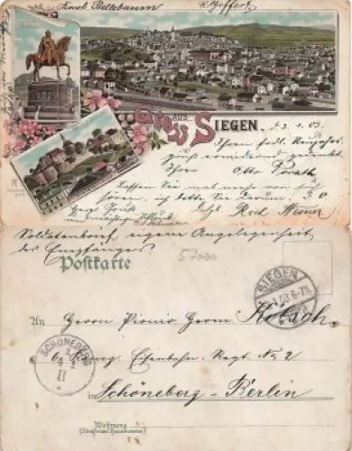 Siegen Westfalen Litho o 3.11.1903