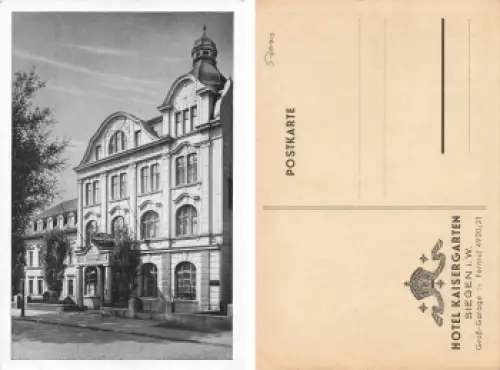 Siegen Westfalen Hotel Kaisergarten * um 1930