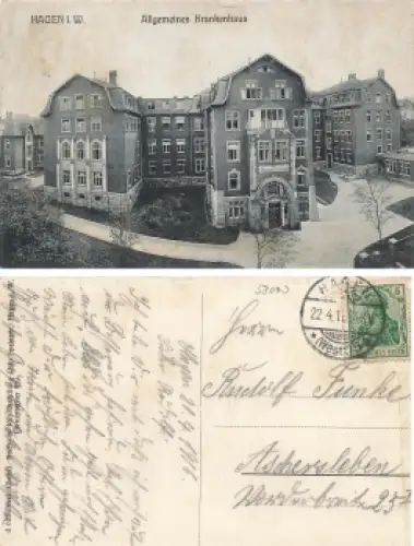 Hagen Westfalen Krankenhaus o 22.4.1916