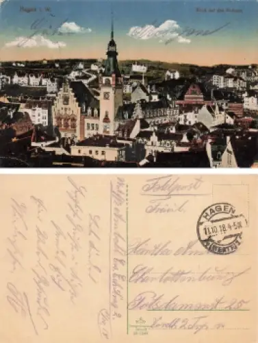 Hagen Westfalen Rathaus Feldpostkarte 11.10.1918